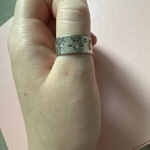 Silver Star Pattern Ring
